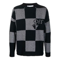 Men's Off-White FW21 Grid Logo Intarsia Knit Ordinary Version Black OMHE089F21KNI0011010