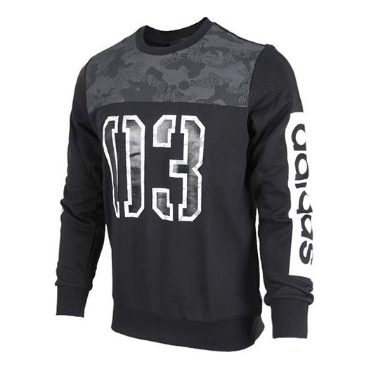 adidas GFX CR SWT CB Alphabet Printing Round Neck Pullover Black BR1580
