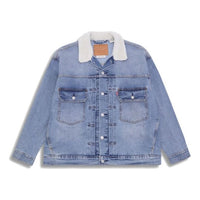 Men's Levis Series lamb's wool lapel Denim Jacket Blue 85242-0009