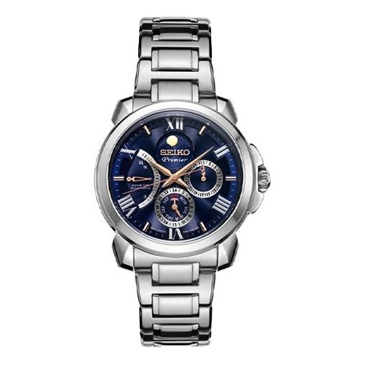 Men's SEIKO Premier Series Blue Dial Steel Strip Sapphire Crystal Watch SRX017J1