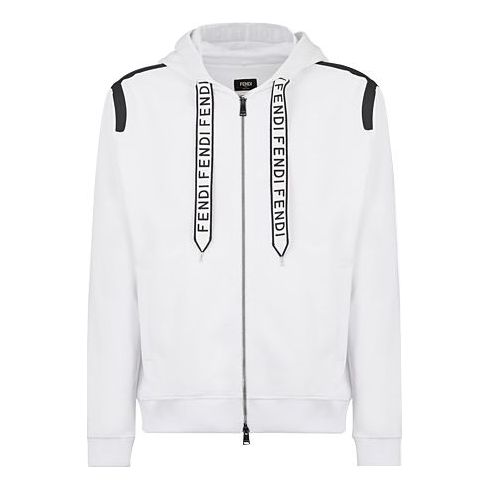 Men's FENDI hooded Knit Sports Jacket White FY0984A2F2F0QA0