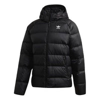 adidas originals Jacket Down Det Logo Zipper hooded down Jacket Black FI8196