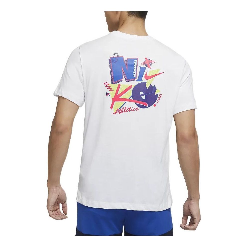 Men's Nike Back Alphabet Logo Round Neck Short Sleeve White T-Shirt DM6260-100