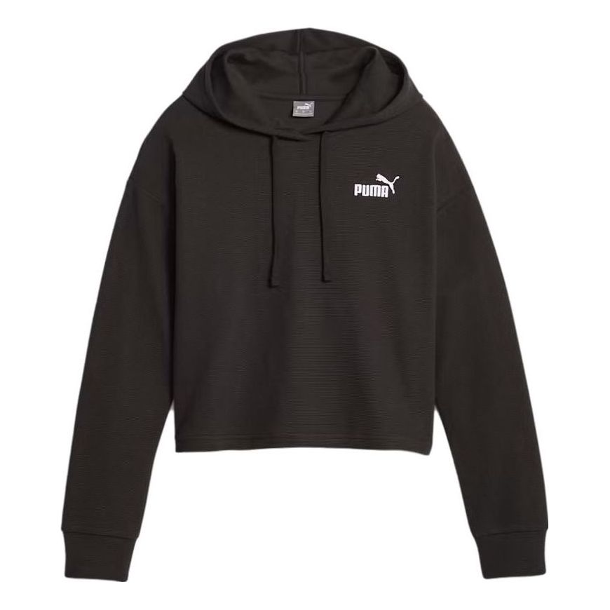 (WMNS) PUMA ESS+ Cropped Hoodie 'Black' 675970-01