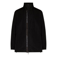 Men's Off-White FW22 Solid Color Logo Webbing Zipper Stand Collar Jacket Black OMEB032C99FAB00110001000