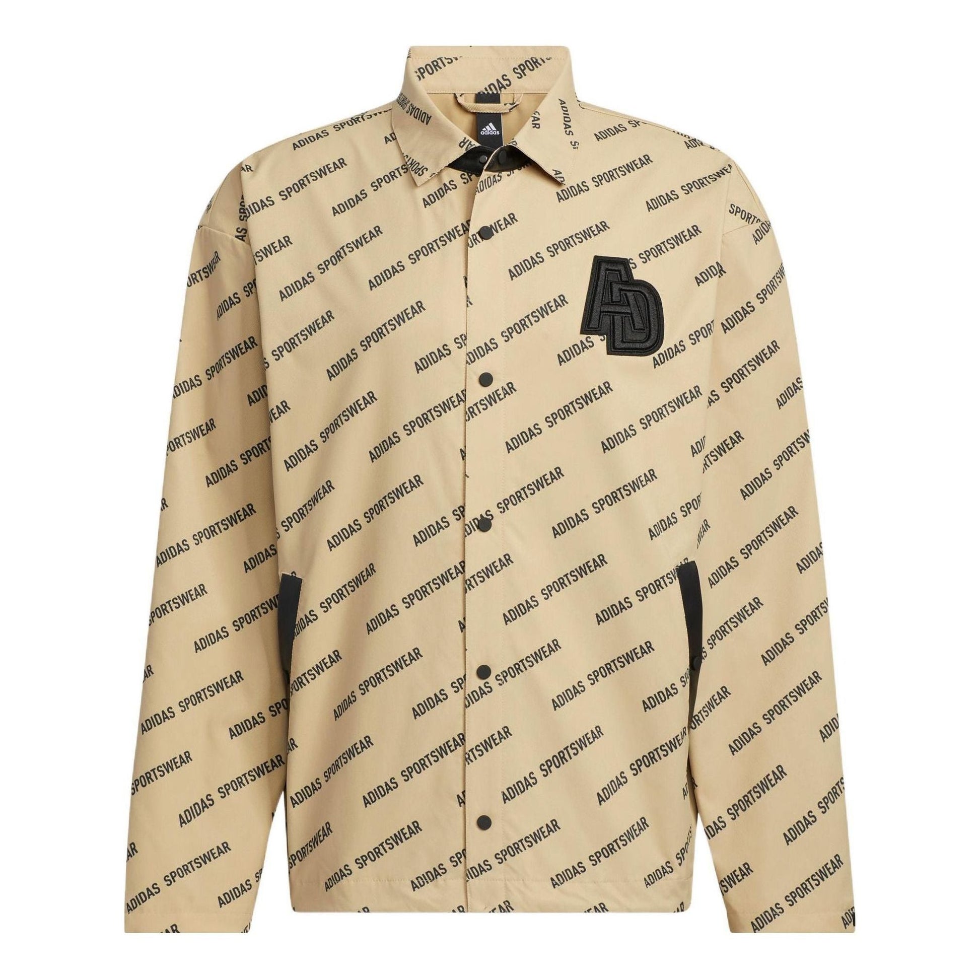adidas Logo Print Loose Fit Jacket 'Beige Black' IB2746