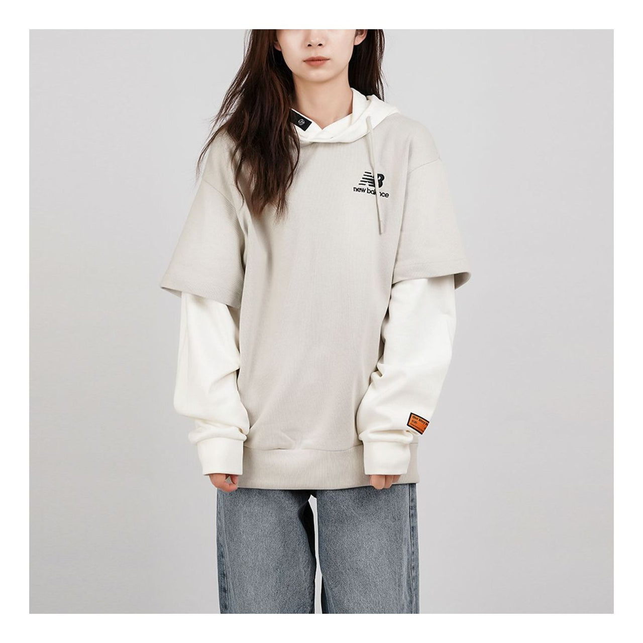 New Balance Fake Two Sweatshirt Asia Sizing 'Grey' NCA34023-BEI