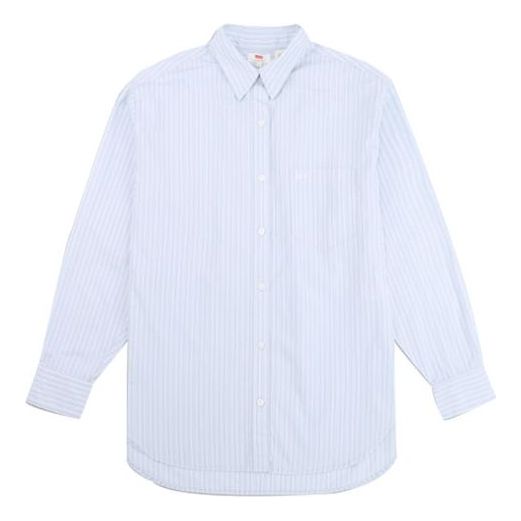 Levis Casual Pure Cotton Stripe Long Sleeves Light Blue Shirt 85333-0002