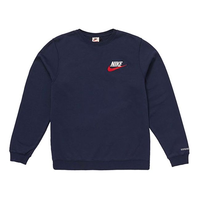 Supreme FW18 x Nike Crewneck Navy Crossover Round Neck Pullover Unisex Navy Blue SUP-FW18-507