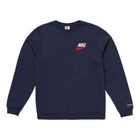 Supreme FW18 x Nike Crewneck Navy Crossover Round Neck Pullover Unisex Navy Blue SUP-FW18-507