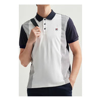 FILA Stripe Splicing Short Sleeve Polo Shirt Blue F11M031104F-NV