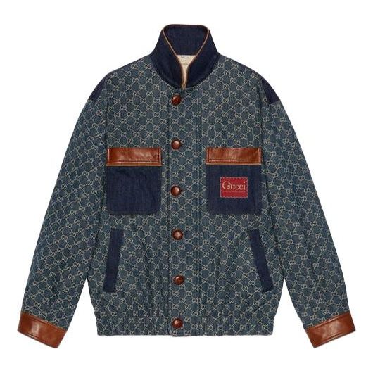 Men's Gucci SS21 Denim Series Casual Classic Aviator Jacket Autumn Blue 644963-XDBIP-4266
