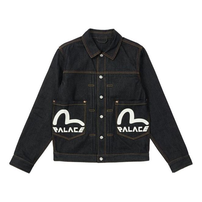 Palace X Evisu FW21 Classic Seagull Denim Jacket Indigo Raw Logo Jacket 'Black' P21EVD001