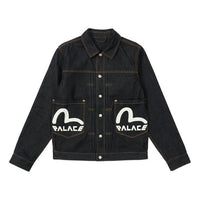 Palace X Evisu FW21 Classic Seagull Denim Jacket Indigo Raw Logo Jacket 'Black' P21EVD001