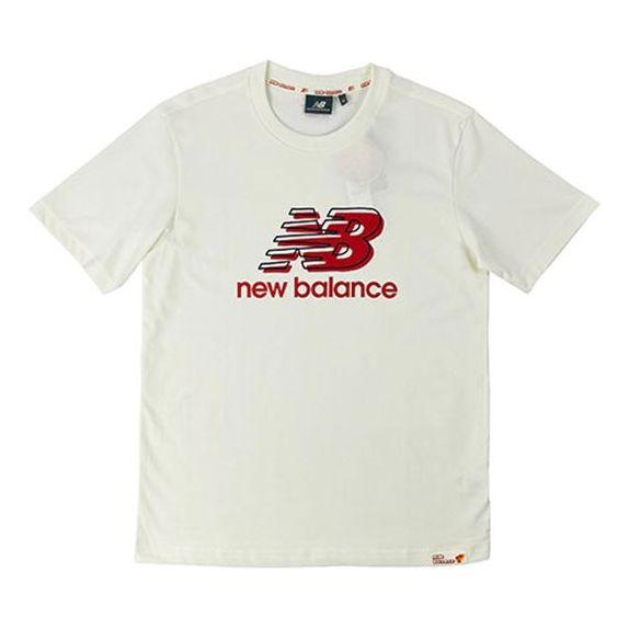 New Balance Men's New Balance Logo Sports Round Neck Short Sleeve White NEA2V061-ORG