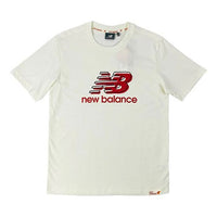 New Balance Men's New Balance Logo Sports Round Neck Short Sleeve White NEA2V061-ORG