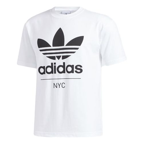 Men's adidas originals 2020 New Stacked Nyc Short Sleeve White T-Shirt GH6805