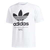 Men's adidas originals 2020 New Stacked Nyc Short Sleeve White T-Shirt GH6805