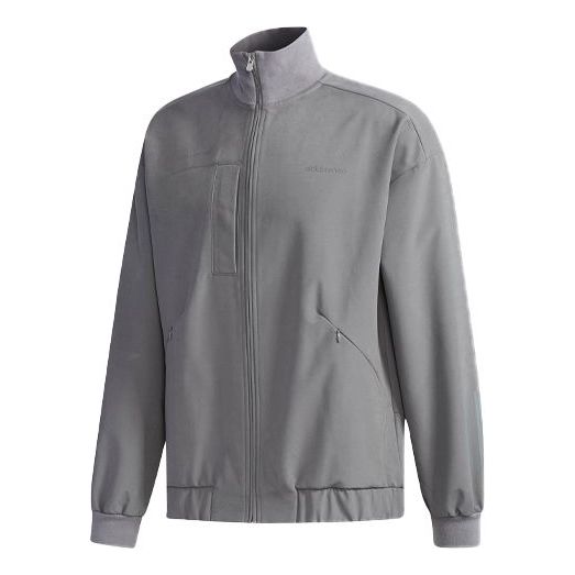 adidas neo M Ut Bmbr Jkt Casual Sports Zipper Stand Collar Long Sleeves Jacket Gray CV8988