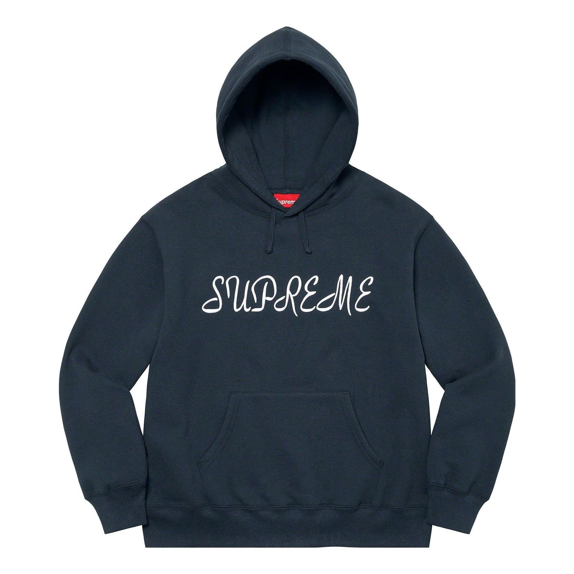 Supreme Script Hooded Sweatshirt 'Navy White' SUP-SS23-019