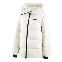 (WMNS) Skechers SKX Logo Printed Long Down Jacket 'White Black' P422W002