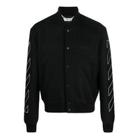 Men's Off-White Diagonal Stripes Long Sleeves Jacket Loose Fit Black OMEA267F21FAB0021001