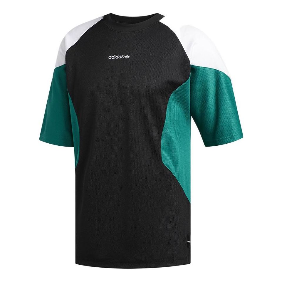 Men's adidas originals Colorblock Logo Casual Round Neck Short Sleeve Black T-Shirt DH5209