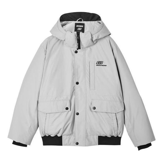 Skechers Lifestyle Series Waterproof Warm Hooded Down Jacket 'Grey' L423M096-00MV