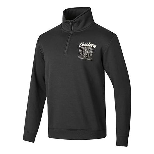 Skechers Basic Woven Half-Zip Crew Sweater 'Black White' P423U015
