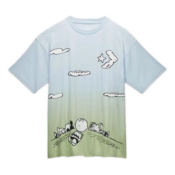 Converse x Peanuts Cloud Watching T-Shirt Asia Sizing 'Blue Green' 10024375-A01