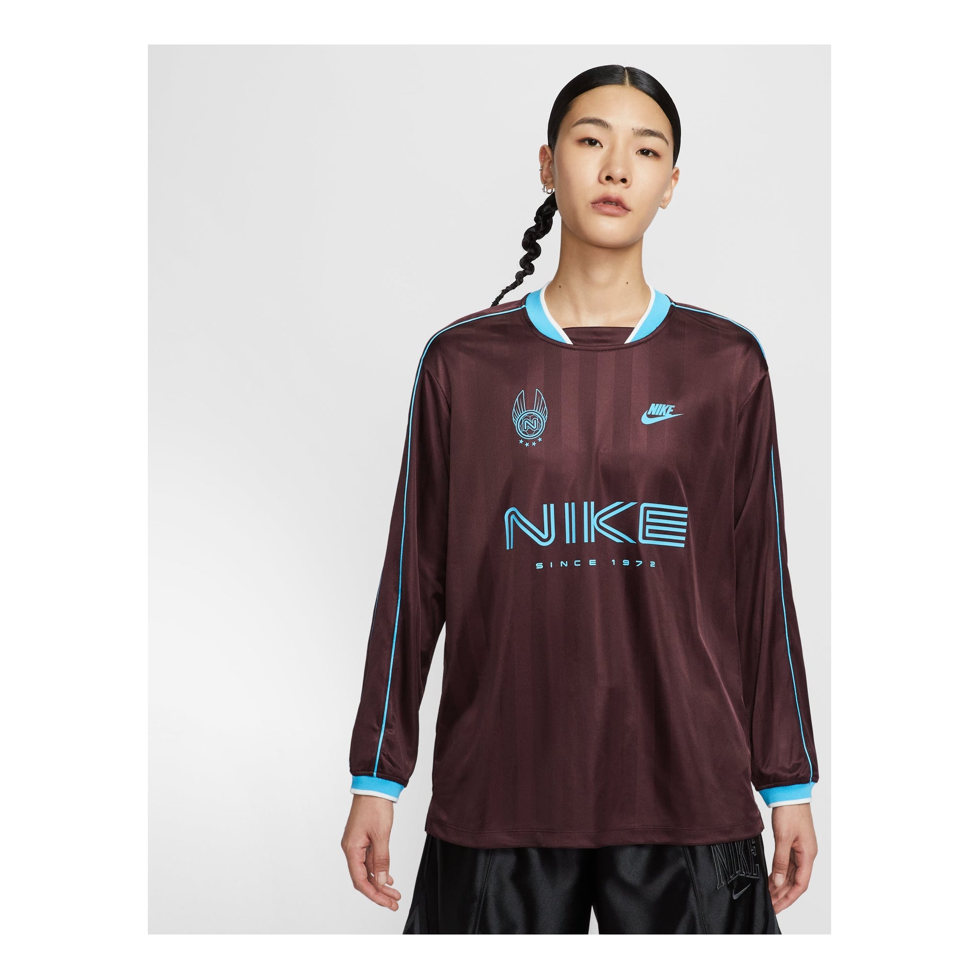 (WMNS) Nike Sportswear Long-Sleeve Jersey 'Burgundy Crush Baltic Blue' IM7453-652