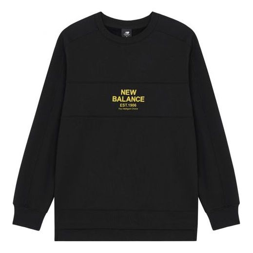 New Balance Logo Printing Sports Round Neck Pullover Black AMT14319-BK