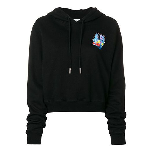 (WMNS) Off-White Microenvironment Crop Hoody Black OWBB016E180030421088