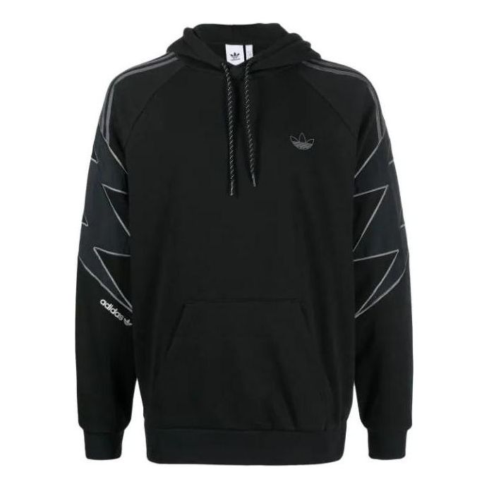 Men's adidas originals Logo Printing Pattern Drawstring Hooded Long Sleeves Black HE4709