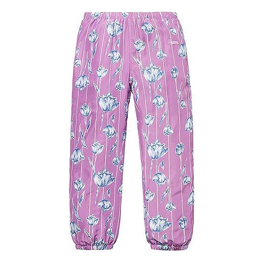 Supreme SS19 Floral Silk Track Pant Flowers Bundle Feet Casual Pants Purple SUP-SS19-10346