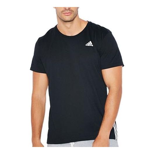 Men's adidas Casual Micro Mark Printing Round Neck Short Sleeve Black T-Shirt S17947