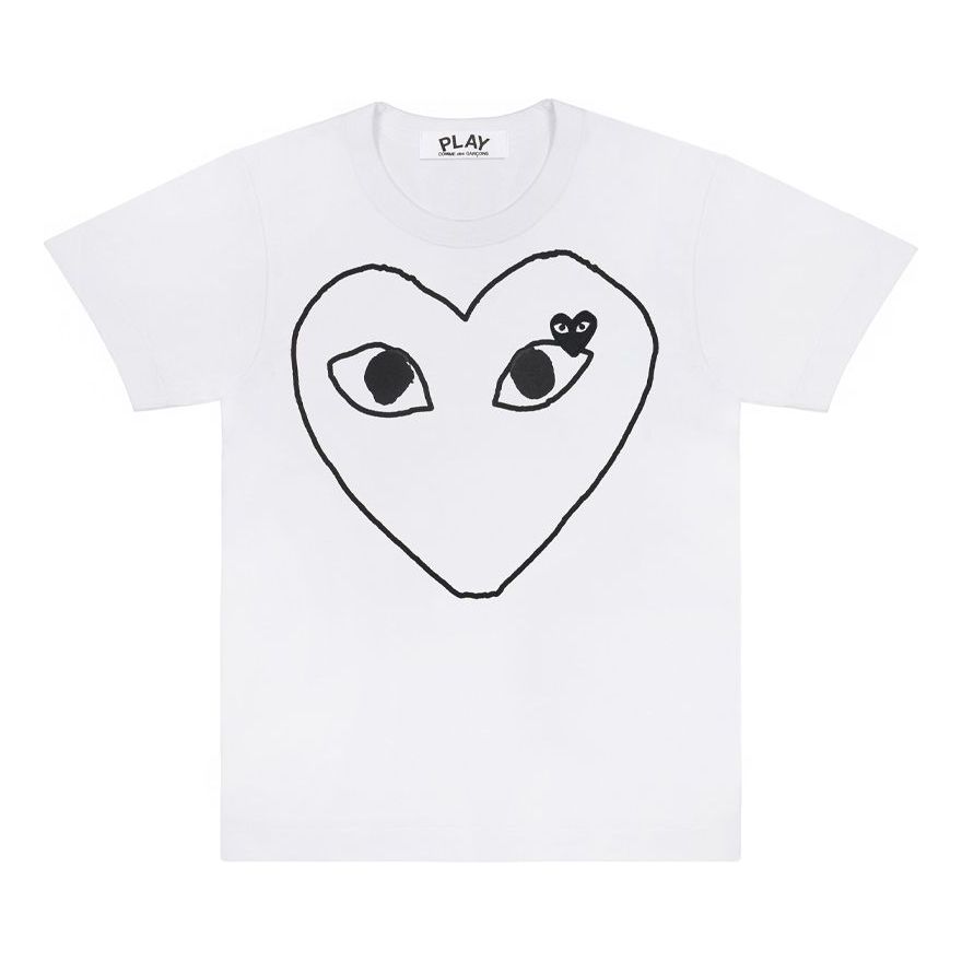 (WMNS) COMME des GARCONS PLAY Outlined Heart Tee 'White Black' AZ-T101-051-1