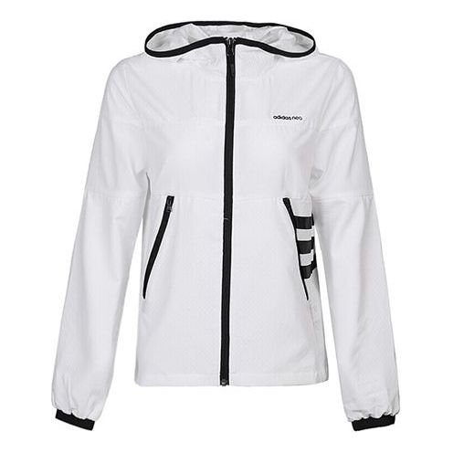 (WMNS) adidas neo CS WINDBREAKE Windproof Hooded Jacket White DM2116