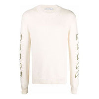 Men's Off-White FW21 Arrow Pattern Knit Long Sleeves Round Neck Wool Sweater White OMHE087F21KNI0016155
