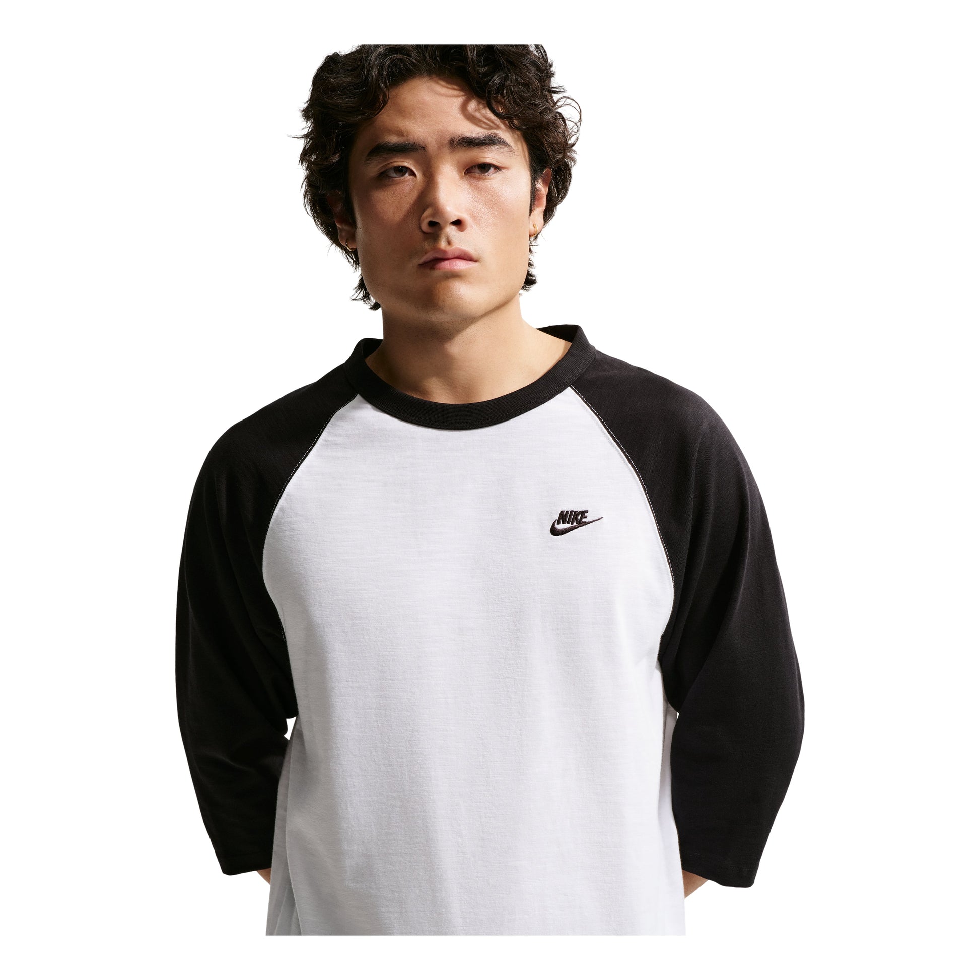 Nike Sportswear Club 3/4 Sleeve Raglan Top 'Black White' IF0756-010