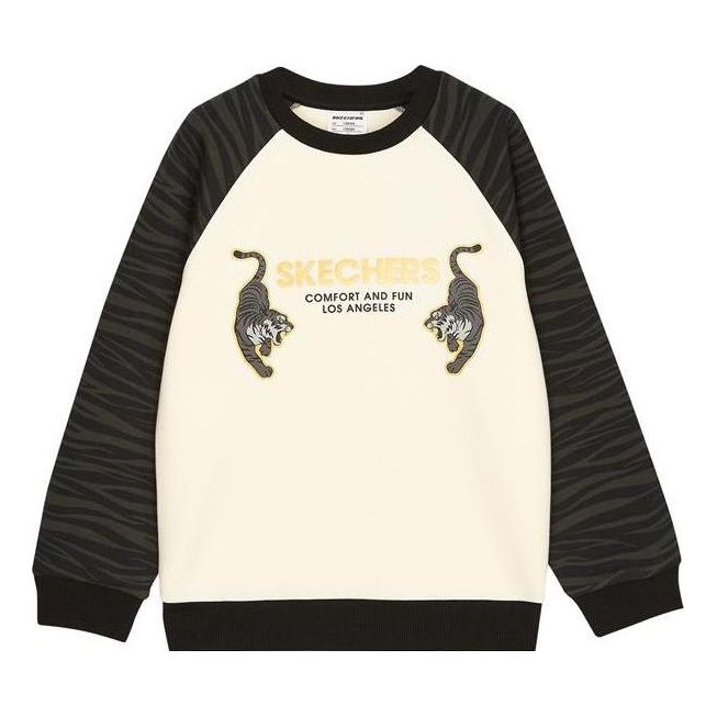(GS) Skechers Tiger Graphic Round Neck Sweatshirt 'White Black' L122B021-00NA