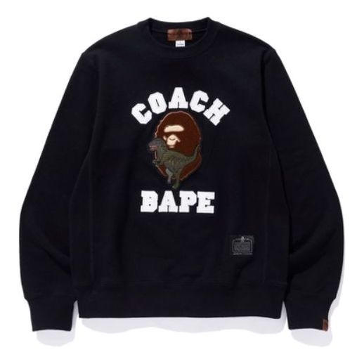 A Bathing Ape x COACH Crossover Rexy Crewneck Ape Head Round Neck Black 1G23-113-902