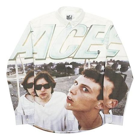 PALACE Character Printing Long Sleeves Shirt Unisex Gray White P19SHT105