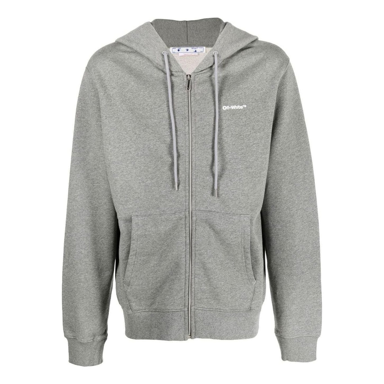 Off-White graphic-print Drawstring Hoodie 'Grey' OMBE013F22FLE0070801