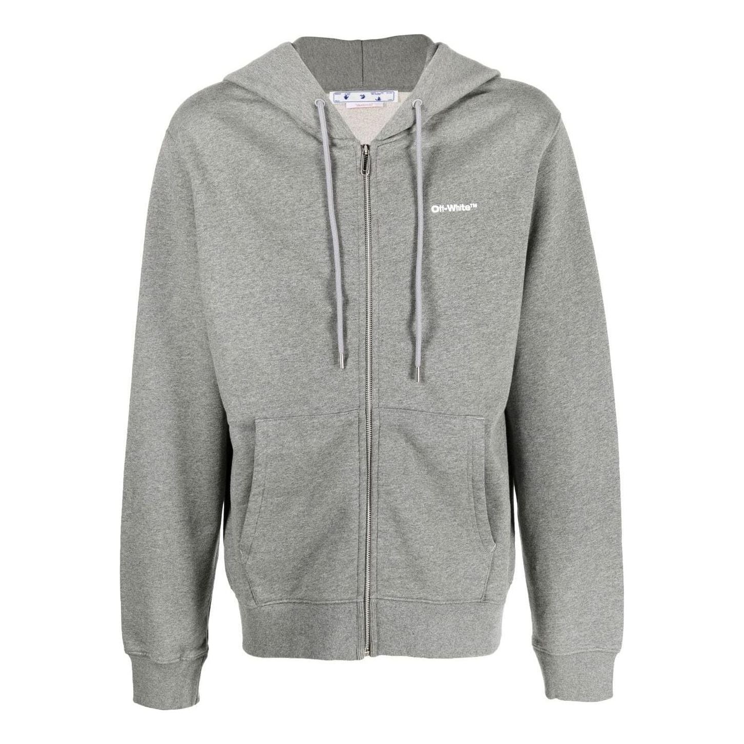 Off-White graphic-print Drawstring Hoodie 'Grey' OMBE013F22FLE0070801