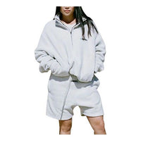 FOG Essentials SS20 Graphic Logo High Collar Plush Half Zipper Long Sleeves light grey FOG-SS20-112