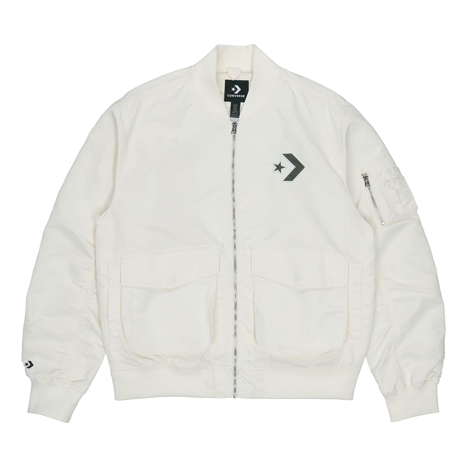 Converse SS22 Logo Loose Sports Retro aviator Jacket Couple Style White 10024169-A01