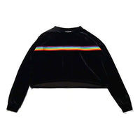 (WMNS) FILA x Atmos Pink Crossover Multi-Color Stripe Casual Pullover Long Sleeves Black FL3551-08