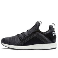 (WMNS) PUMA Mega Energy Heather Knit Low-top Running Shoes Black/White 191096-05