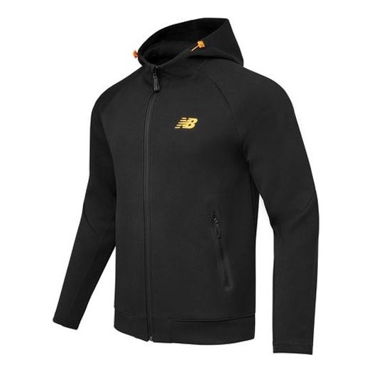 New Balance Tech Fleece Full-Zip Hooded Jacket Asia Sizing 'Black Orange' AMJ11329-BK